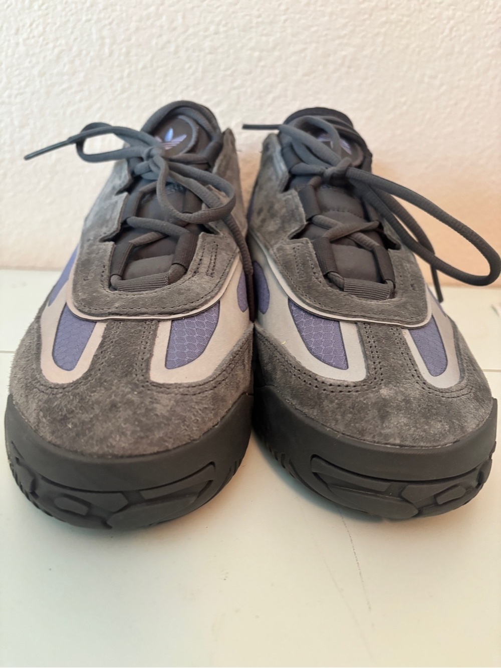 adidas Men's Gray and Purple Suede Sneakers